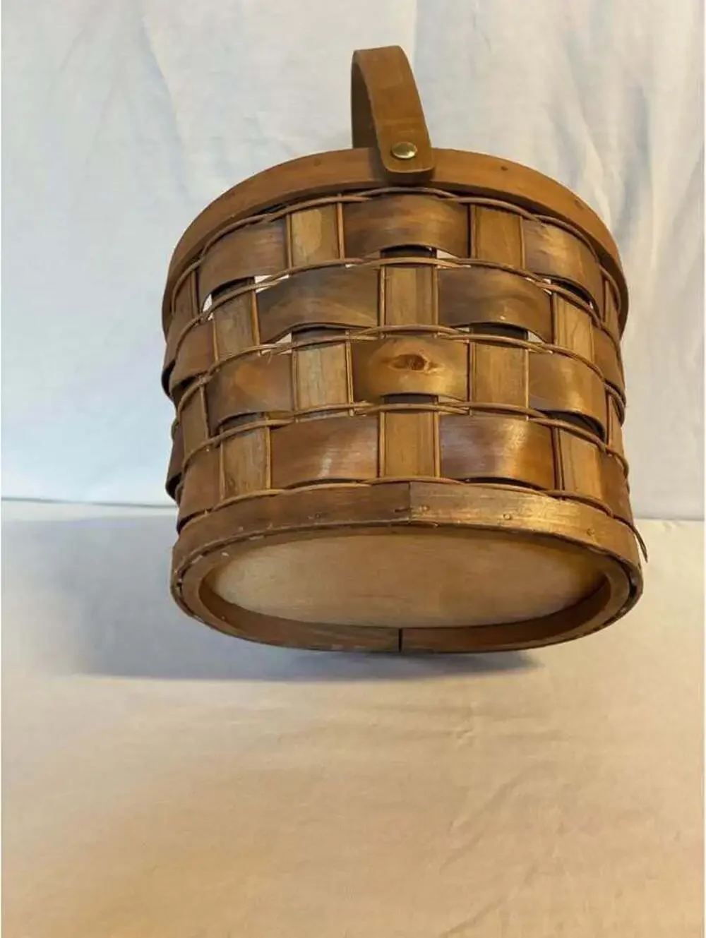 Woven Wood Basket with Handle
